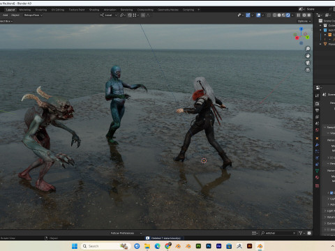 Female witcher PBR Free Model 3D
