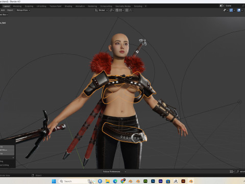 Female witcher PBR Free Model 3D