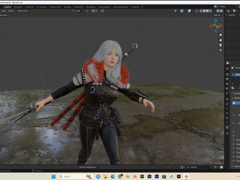 Female witcher PBR Free Model 3D