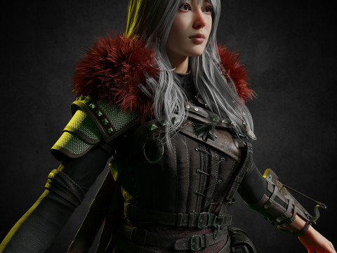 Female witcher PBR Free Model 3D