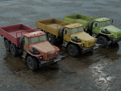 Old truck PBR 4k low poly Model 3D
