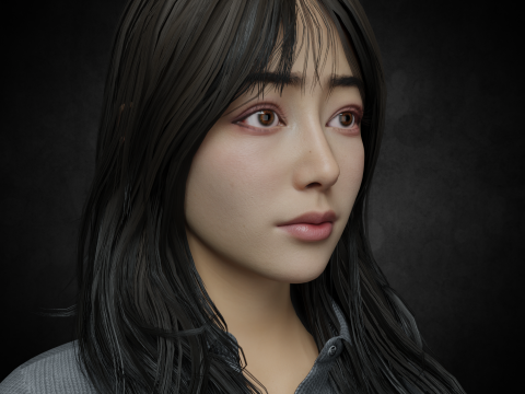 Asian women PBR 4k rigged high details 3D Model