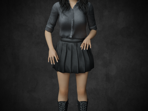 Asian women PBR 4k rigged high details 3D Model