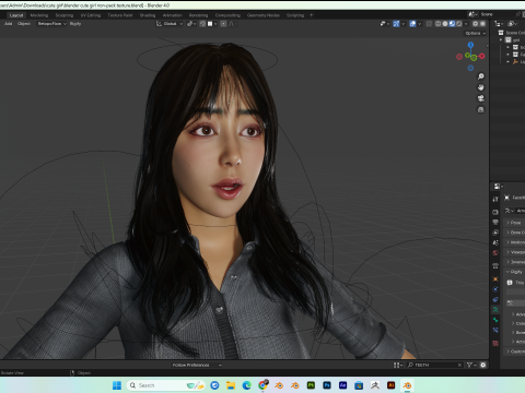 Asian women PBR 4k rigged high details 3D Model