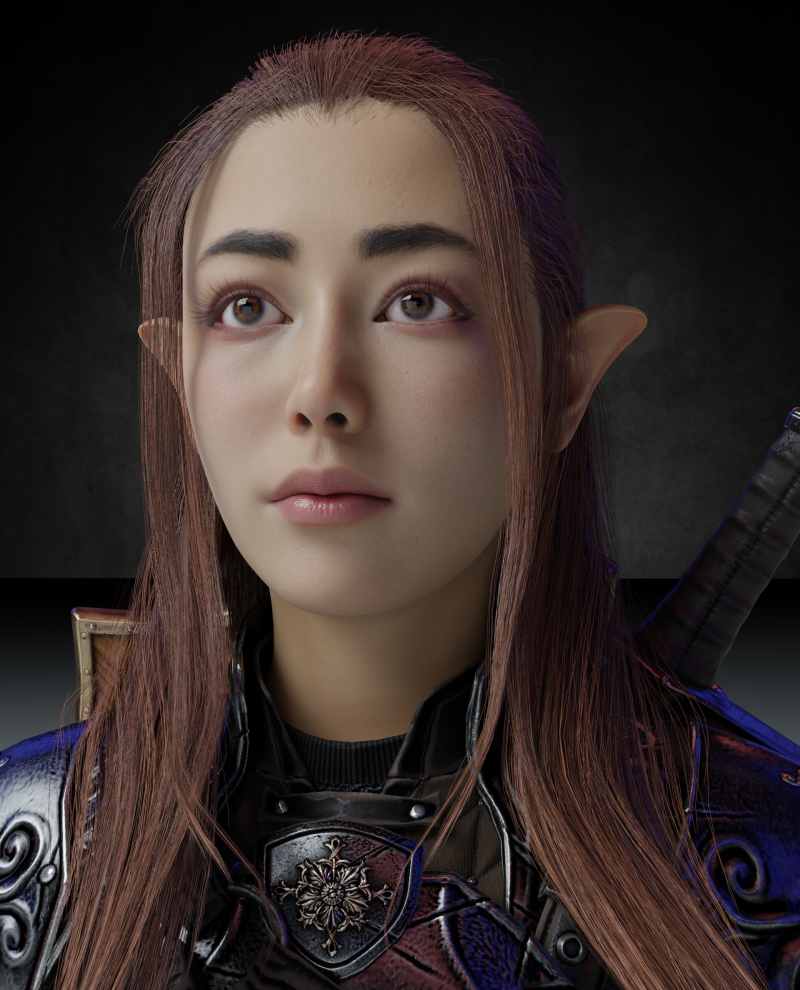 Female knight PBR 8k rigged Low-poly 3D Model .c4d .max .obj .3ds .fbx .stl .blend