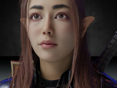 Female knight PBR 8k rigged Low-poly Modelo 3D