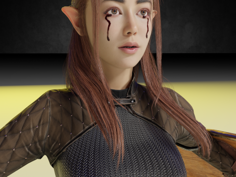 Female knight PBR 8k rigged Low-poly 3D Model