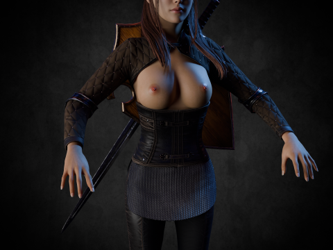 Female knight PBR 8k rigged Low-poly 3D Model