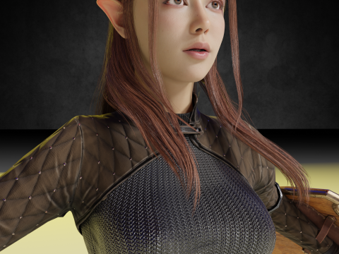 Female knight PBR 8k rigged Low-poly 3D Model