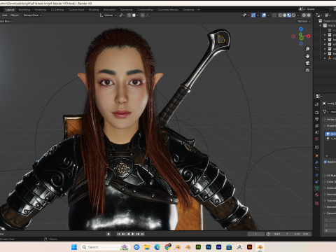 Female knight PBR 8k rigged Low-poly 3D Model