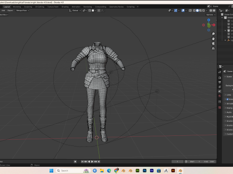 Female knight PBR 8k rigged Low-poly 3D Model