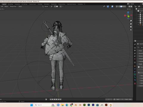 Female knight PBR 8k rigged Low-poly 3D Model