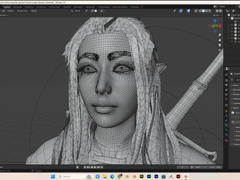 Female knight PBR 8k rigged Low-poly 3D Model