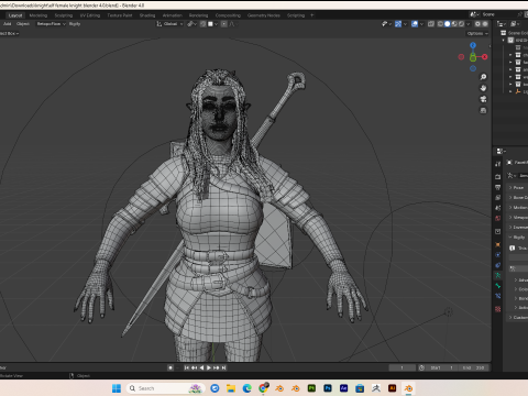 Female knight PBR 8k rigged Low-poly 3D Model