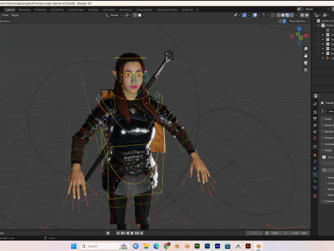 Female knight PBR 8k rigged Low-poly 3D Model