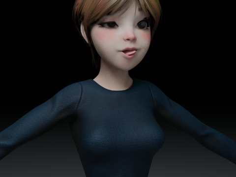 Cute girl stylized PBR Low-poly 3D 모델