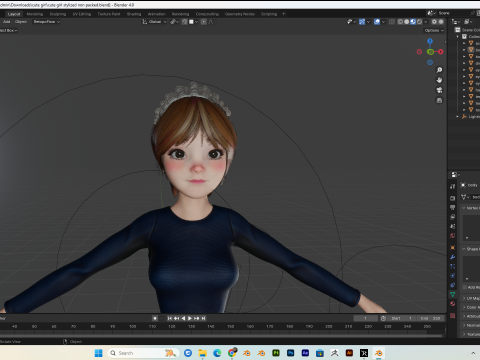 Cute girl stylized PBR Low-poly Modelo 3D
