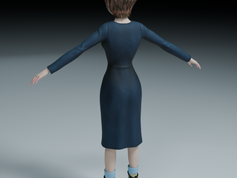 Cute girl stylized PBR Low-poly Modelo 3D
