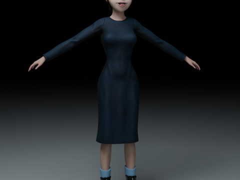 Cute girl stylized PBR Low-poly Modelo 3D