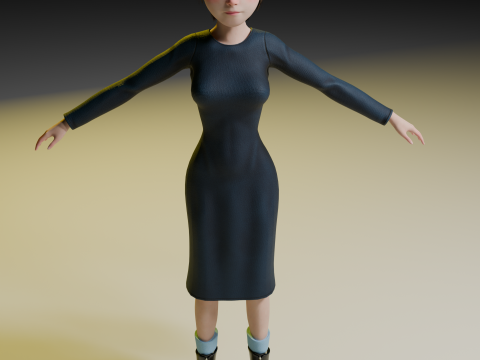 Cute girl stylized PBR Low-poly Modelo 3D