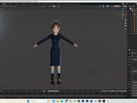 Cute girl stylized PBR Low-poly Modelo 3D