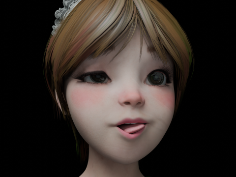 Cute girl stylized PBR Low-poly Modelo 3D