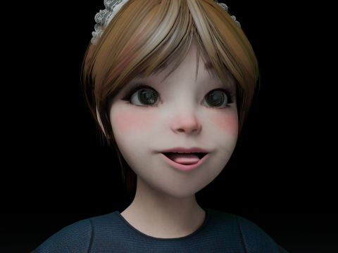Cute girl stylized PBR Low-poly Modelo 3D