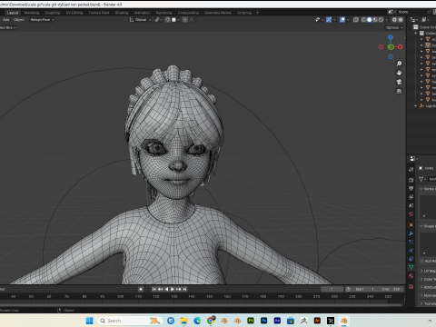 Cute girl stylized PBR Low-poly Modelo 3D