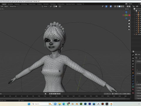 Cute girl stylized PBR Low-poly Modelo 3D