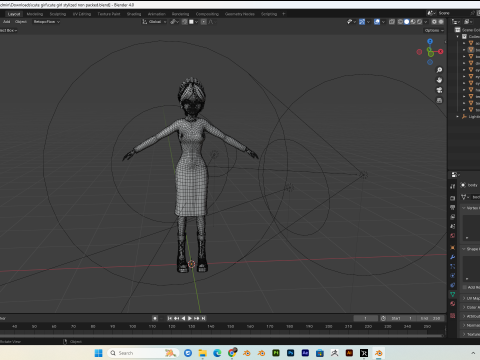 Cute girl stylized PBR Low-poly Modelo 3D