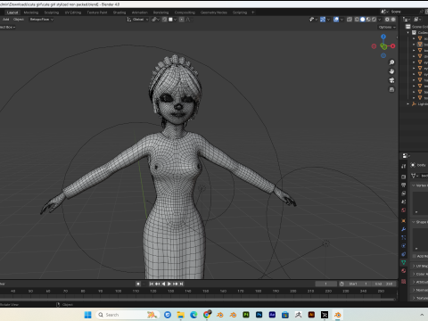 Cute girl stylized PBR Low-poly Modelo 3D