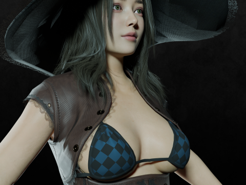 Asian chubby Women PBR 8k highdetails Low-poly Modelo 3D