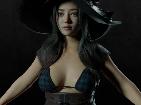 Asian chubby Women PBR 8k highdetails Low-poly 3D-Modell
