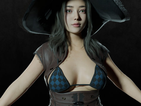 Asian chubby Women PBR 8k highdetails Low-poly 3D-Modell
