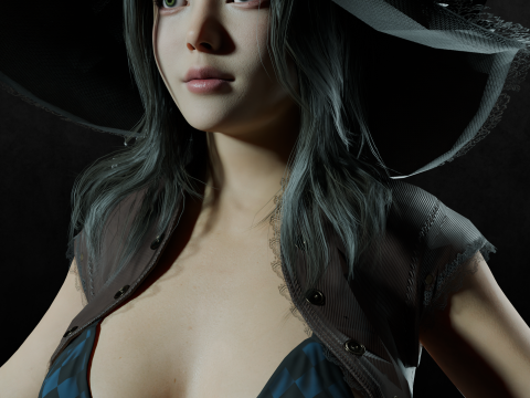 Asian chubby Women PBR 8k highdetails Low-poly 3D-Modell
