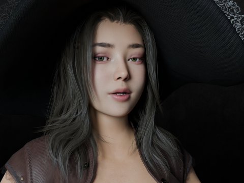 Asian chubby Women PBR 8k highdetails Low-poly 3D-Modell
