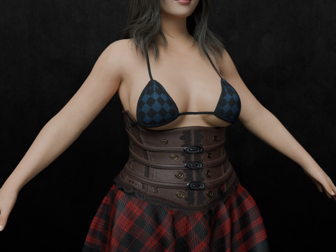 Asian chubby Women PBR 8k highdetails Low-poly 3D-Modell