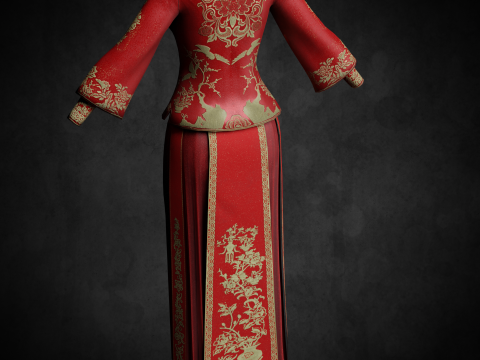 Chinese Wedding Dress PBR 4k Low-poly 3D मॉडल