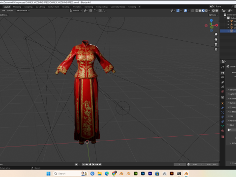 Chinese Wedding Dress PBR 4k Low-poly 3D मॉडल