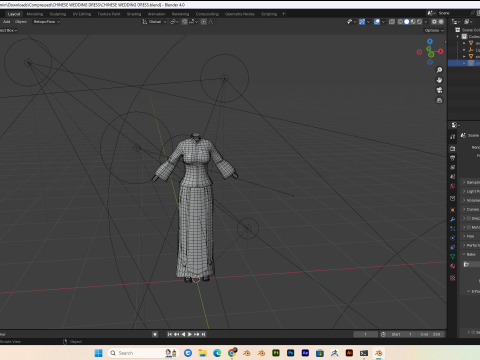 Chinese Wedding Dress PBR 4k Low-poly 3D मॉडल