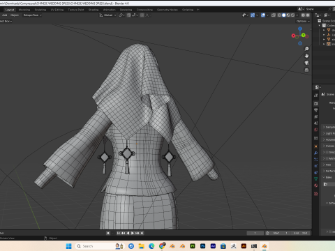 Chinese Wedding Dress PBR 4k Low-poly 3D मॉडल