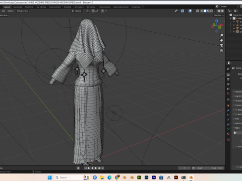 Chinese Wedding Dress PBR 4k Low-poly 3D मॉडल