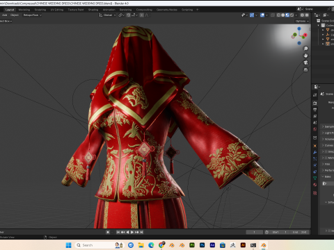 Chinese Wedding Dress PBR 4k Low-poly 3D मॉडल