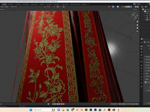 Chinese Wedding Dress PBR 4k Low-poly 3D मॉडल