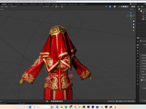 Chinese Wedding Dress PBR 4k Low-poly 3D मॉडल