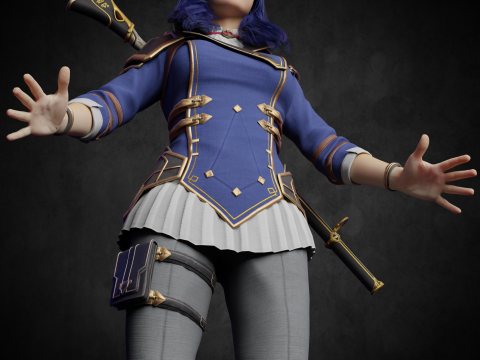 Caitlyn Arcane PBR 8k highdetails Low-poly Modelo 3D