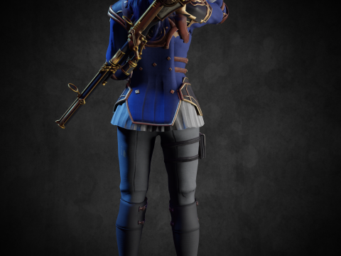 Caitlyn Arcane PBR 8k highdetails Low-poly Modelo 3D