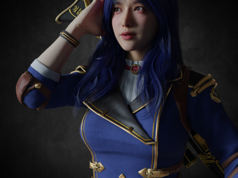 Caitlyn Arcane PBR 8k highdetails Low-poly Modelo 3D