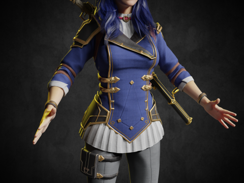 Caitlyn Arcane PBR 8k highdetails Low-poly Modelo 3D