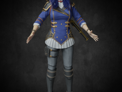 Caitlyn Arcane PBR 8k highdetails Low-poly Modelo 3D